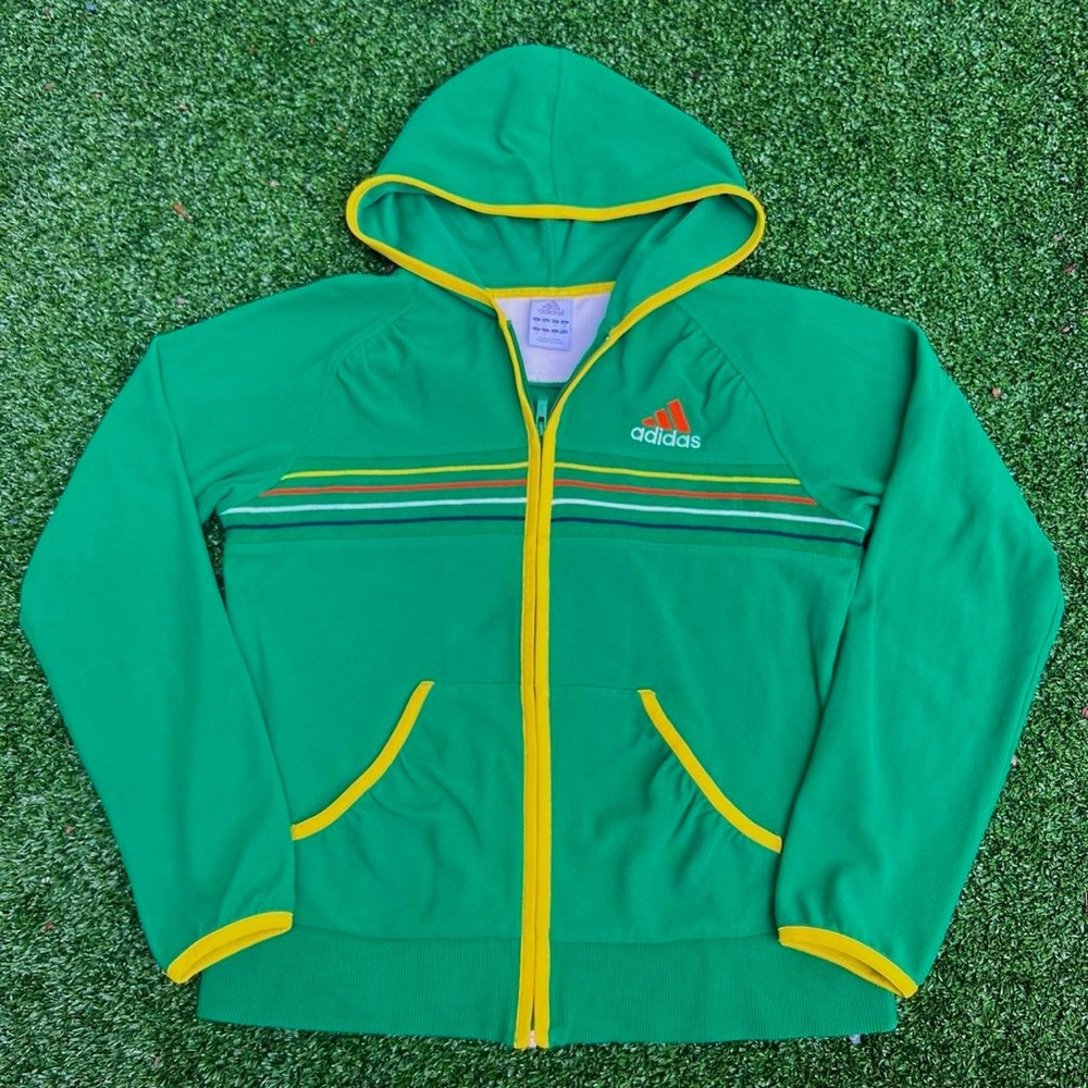 Adidas Green Hoodie with Yellow Accents